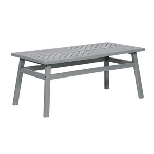 walker edison outdoor wood patio chevron coffee table in gray wash