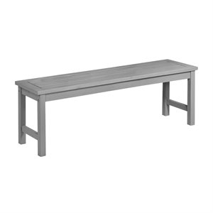 walker edison solid acacia wood patio dining bench in gray wash