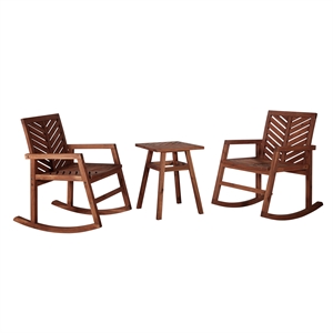 walker edison 3-piece patio rocking conversation set in dark brown