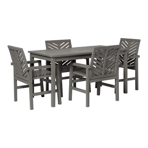 walker edison 5-piece chevron outdoor patio dining set in gray wash