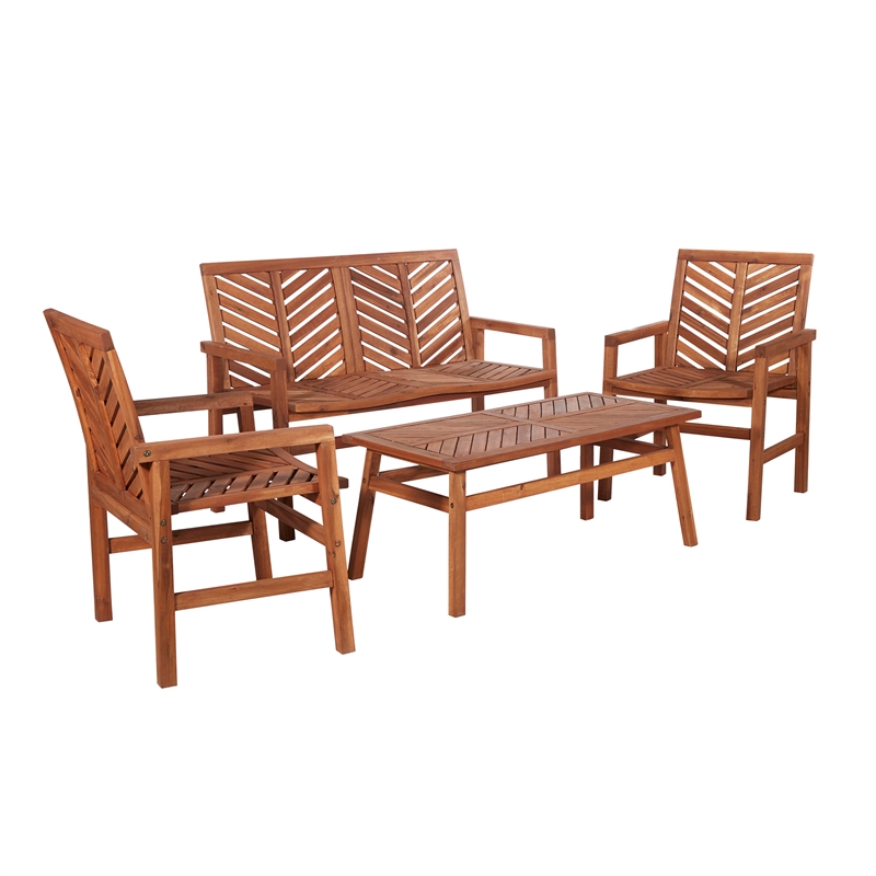 Walker Edison 4 Piece Chevron Patio Conversation Set In Brown Ow4cgvinbr - Walker Edison Patio Furniture Reviews Walker Edison 4 Piece Chevron Patio Conversation Set In Brown Ow4cgvinbr - Walker Edison Patio Furniture Reviews