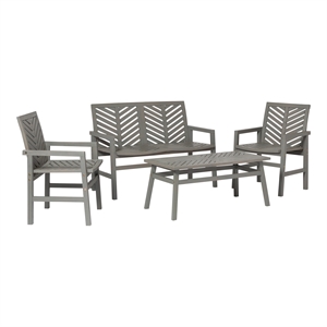 walker edison 4-piece chevron patio conversation set in gray wash