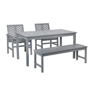 walker edison 4-piece chevron outdoor patio dining set in gray wash
