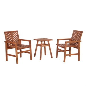 walker edison 3-piece chevron patio conversation set in brown