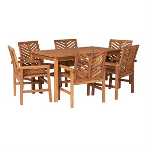 vincent 7-piece chevron outdoor patio dining set - brown