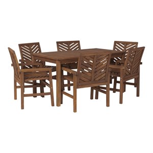 vincent 7-piece chevron outdoor patio dining set - dark brown