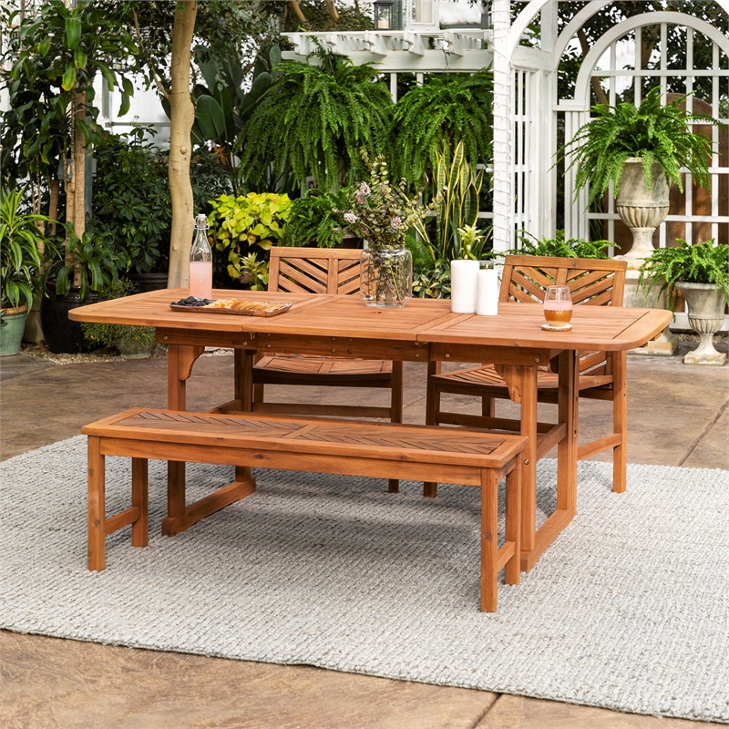 4-Piece Extendable Outdoor Patio Dining Set - Brown | Cymax Business