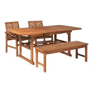 4-piece extendable outdoor patio dining set - brown
