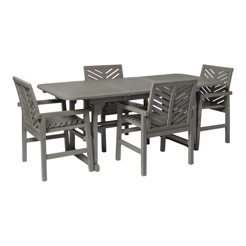 5-Piece Extendable Outdoor Patio Dining Set - Brown