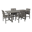 5-Piece Extendable Outdoor Patio Dining Set - Brown