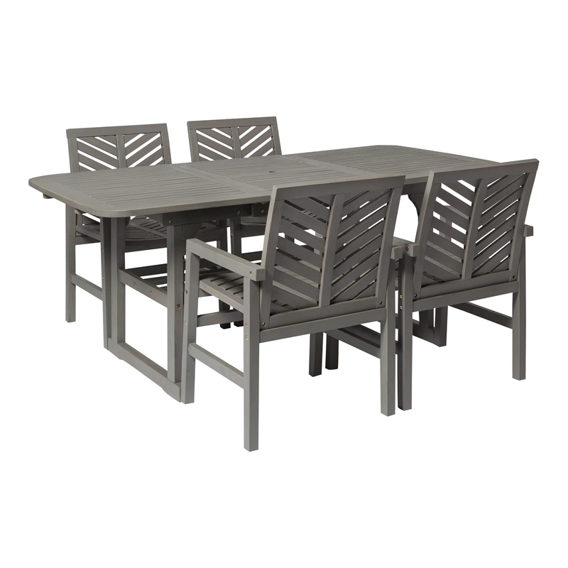 5-Piece Extendable Outdoor Patio Dining Set - Brown
