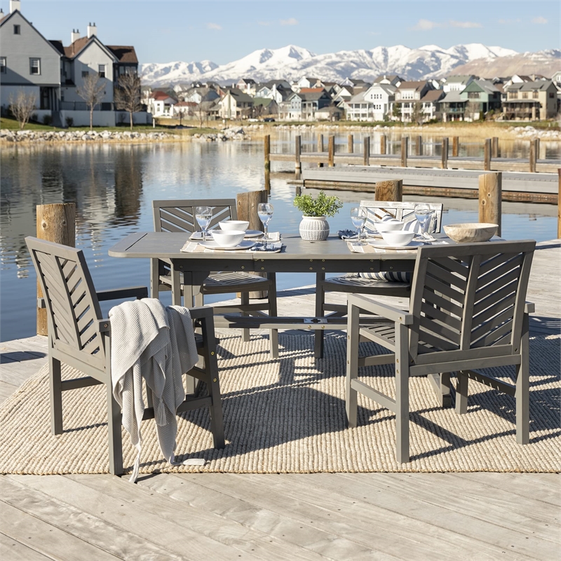 5-Piece Extendable Outdoor Patio Dining Set - Brown
