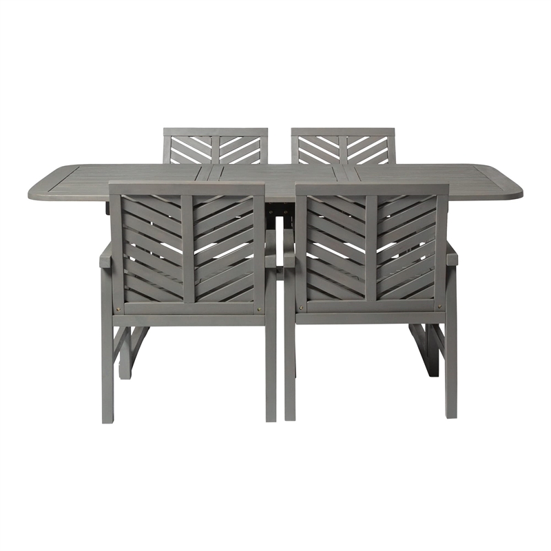 5-Piece Extendable Outdoor Patio Dining Set - Brown