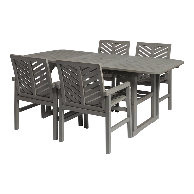 5-Piece Extendable Outdoor Patio Dining Set - Brown
