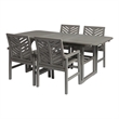 5-Piece Extendable Outdoor Patio Dining Set - Brown