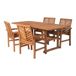 5-piece extendable outdoor patio dining set - brown