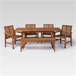 Walker Edison Vincent 6-Piece Extendable Acacia Wood Patio Dining Set in Brown
