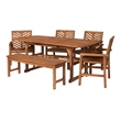 Walker Edison Vincent 6-Piece Extendable Acacia Wood Patio Dining Set in Brown