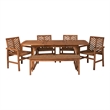 Walker Edison Vincent 6-Piece Extendable Acacia Wood Patio Dining Set in Brown