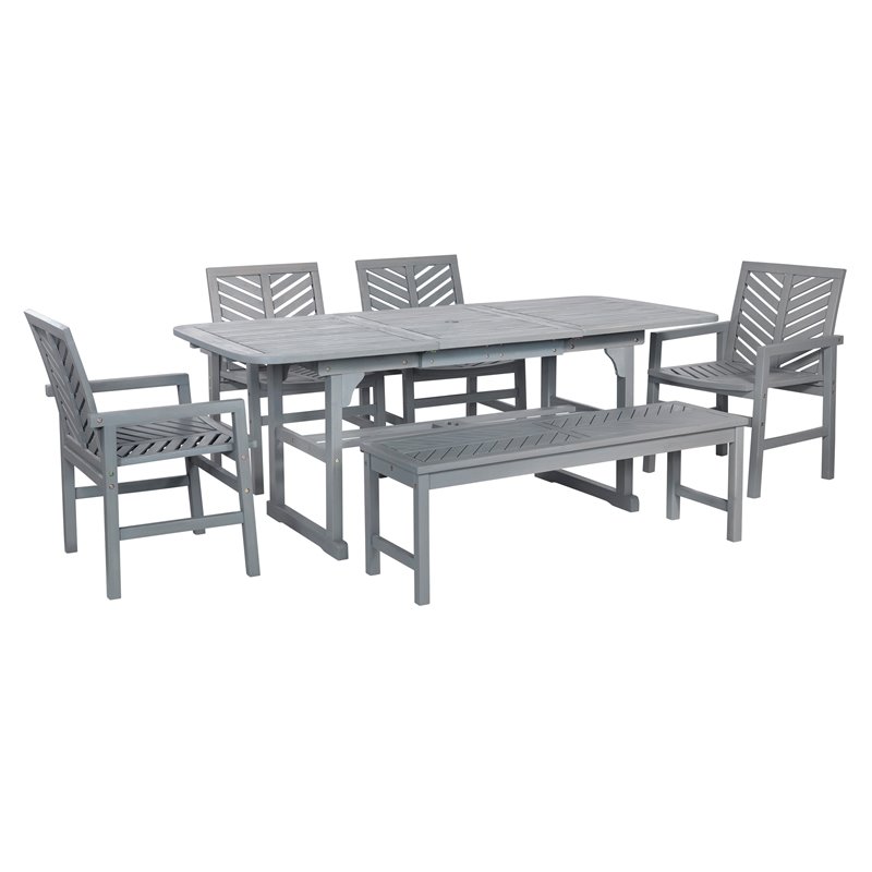 6-Piece Extendable Outdoor Patio Dining Set - Grey Wash