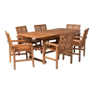 7-piece extendable outdoor patio dining set - brown