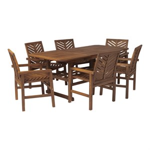 7-piece extendable outdoor patio dining set - dark brown