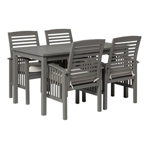 5-piece simple outdoor patio dining set - grey wash