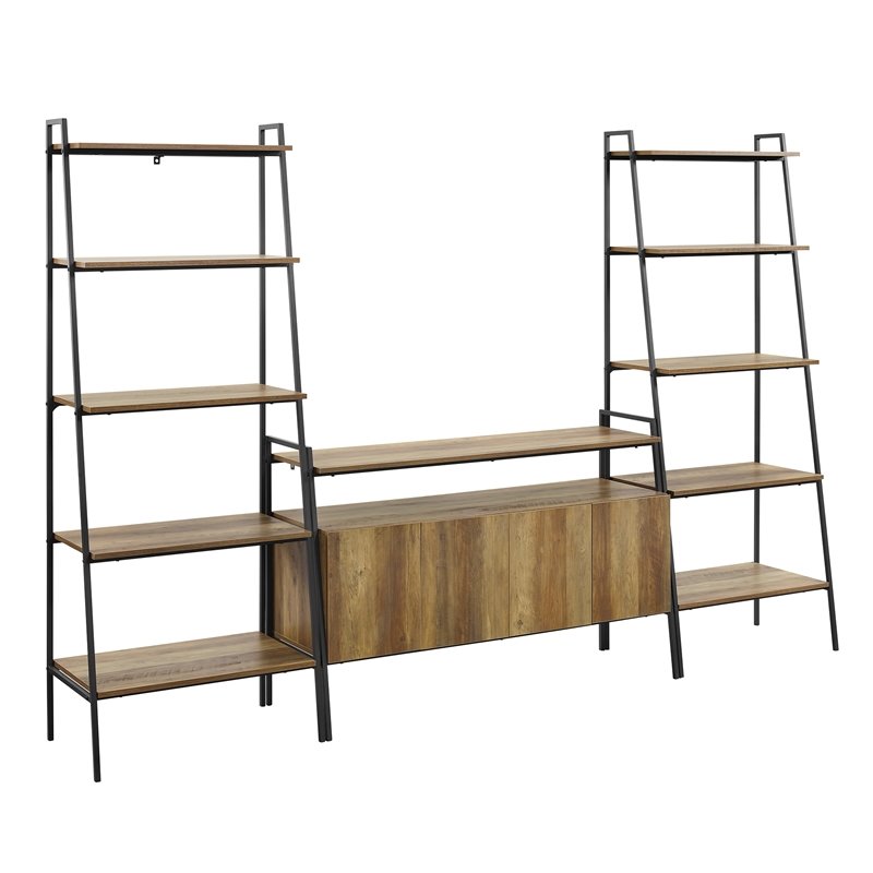 3 Piece Ladder Shelf Entertainment Wall Reclaimed Barnwood 3 Piece Ladder Shelf Entertainment Wall Reclaimed Barnwood