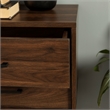 Wood Modern End Table with black metal handles - Dark Walnut
