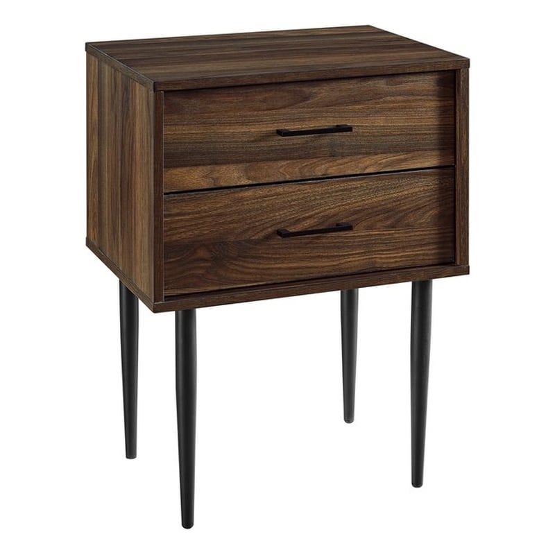 Wood Modern End Table with black metal handles - Dark Walnut