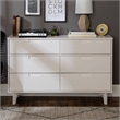 6-Drawer Groove Handle Wood Dresser - White