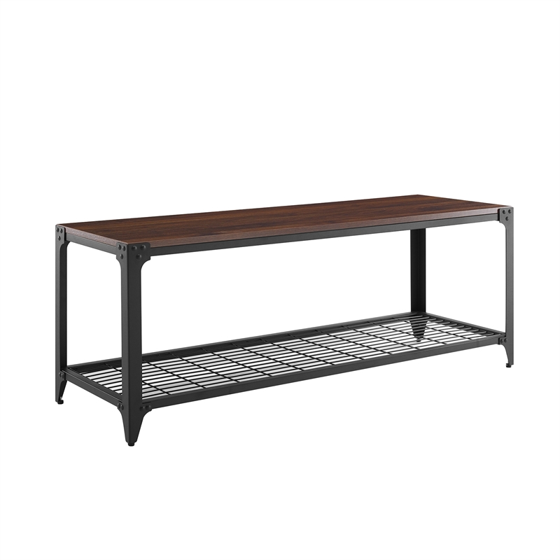 48" Industrial Angle Iron Entry Bench Dark Walnut Cymax Business