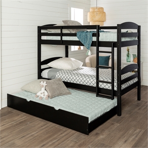 walker edison solid wood twin over twin bunk bed with storage/trundle bed