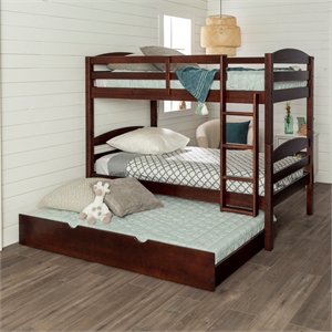 walker edison solid wood twin over twin bunk bed with storage/trundle bed