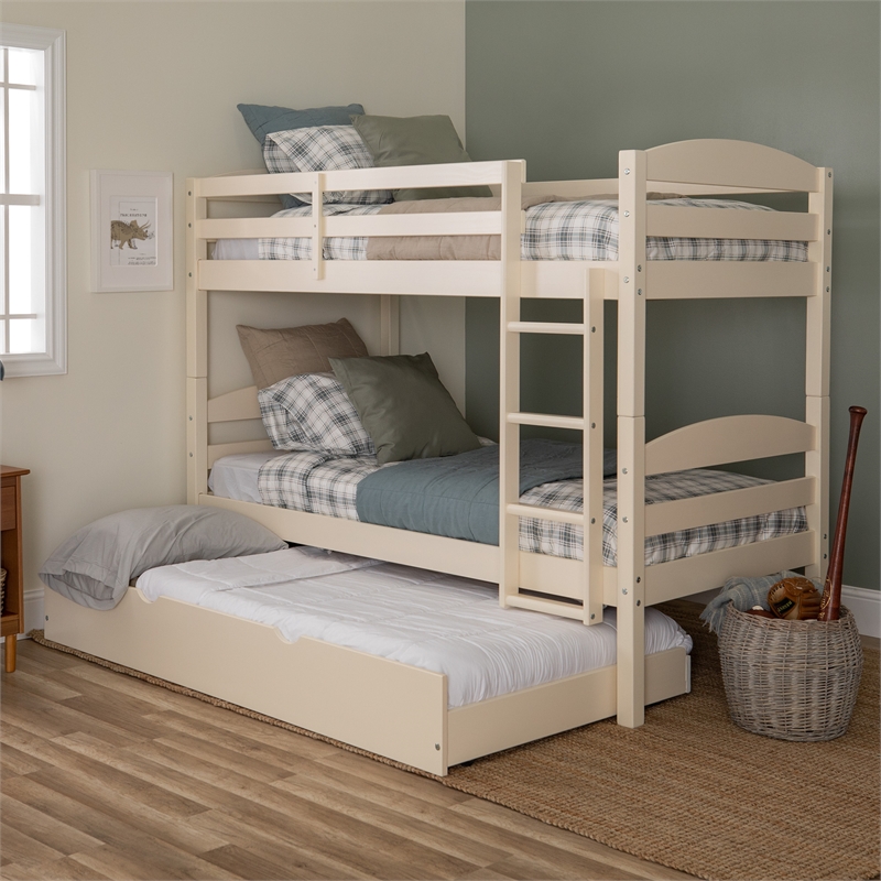 Walker Edison Solid Wood Twin Over, Twin Bunk Bed With Storage