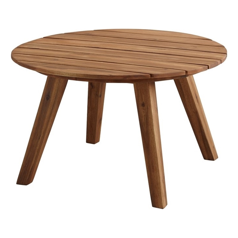 Solid Acacia Wood Round Coffee Table, 30 Round Solid Wood Coffee Table