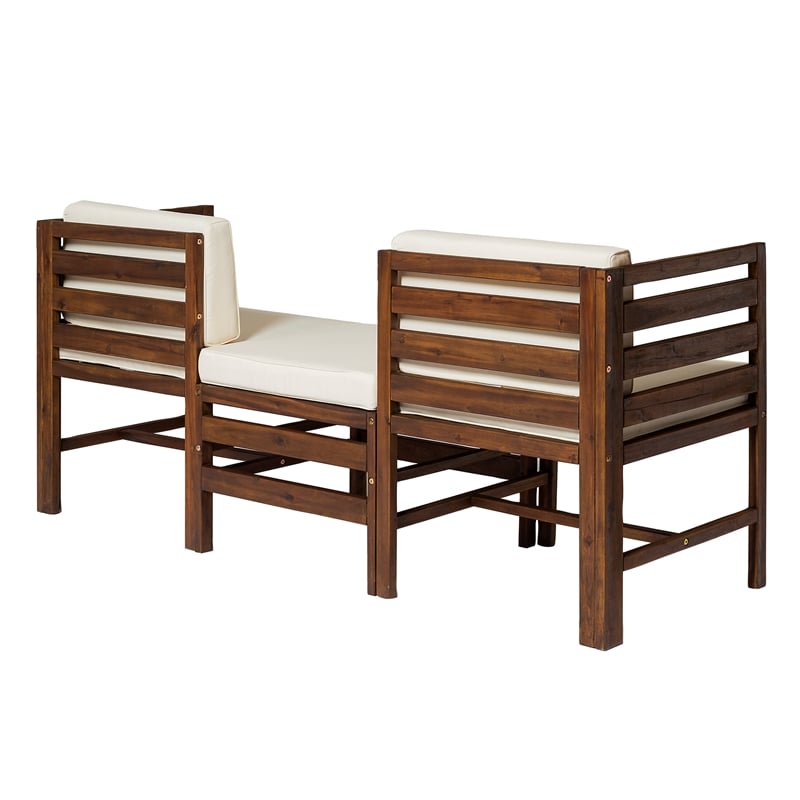 Walker Edison Modular Outdoor Acacia L/R Chairs + Ottoman - Thumbnail 4