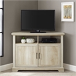 Walker Edison Grooved Wood Door Corner TV Console in White Oak