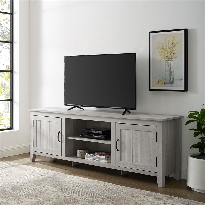 Walker Edison Simple Modern Wood TV Stand for TVs up to 78