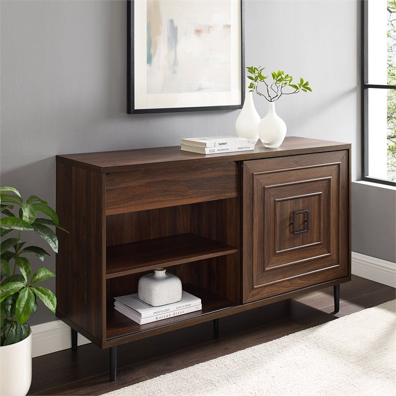 52" Sliding Door Sideboard Dark Walnut