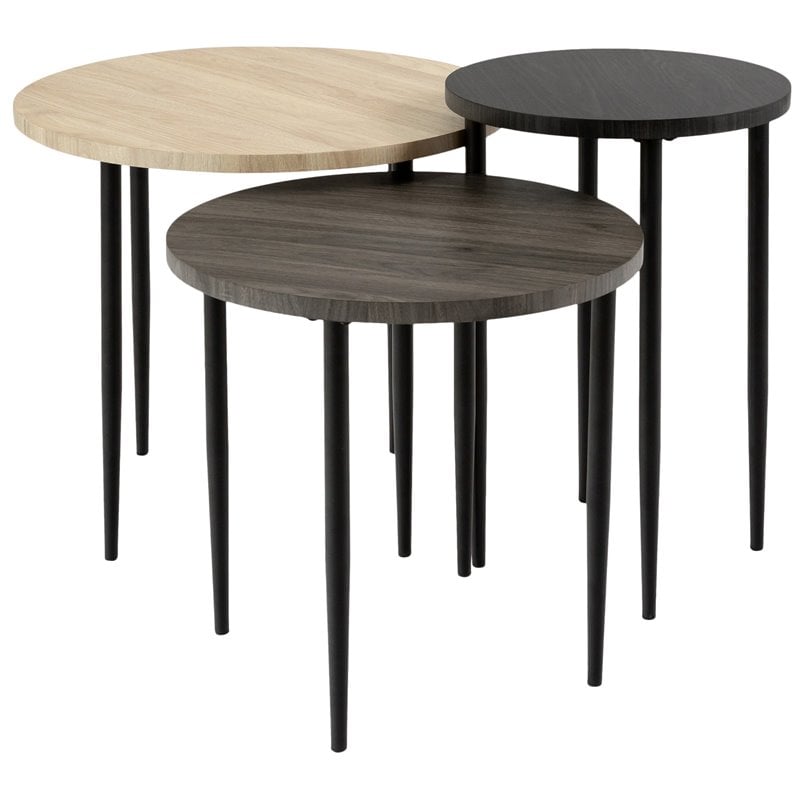 3 Piece Round Nesting Coffee Table Set, 3 Piece Round Coffee Table Set