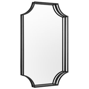 32 inch rectangle notched corner metal framed mirror in black