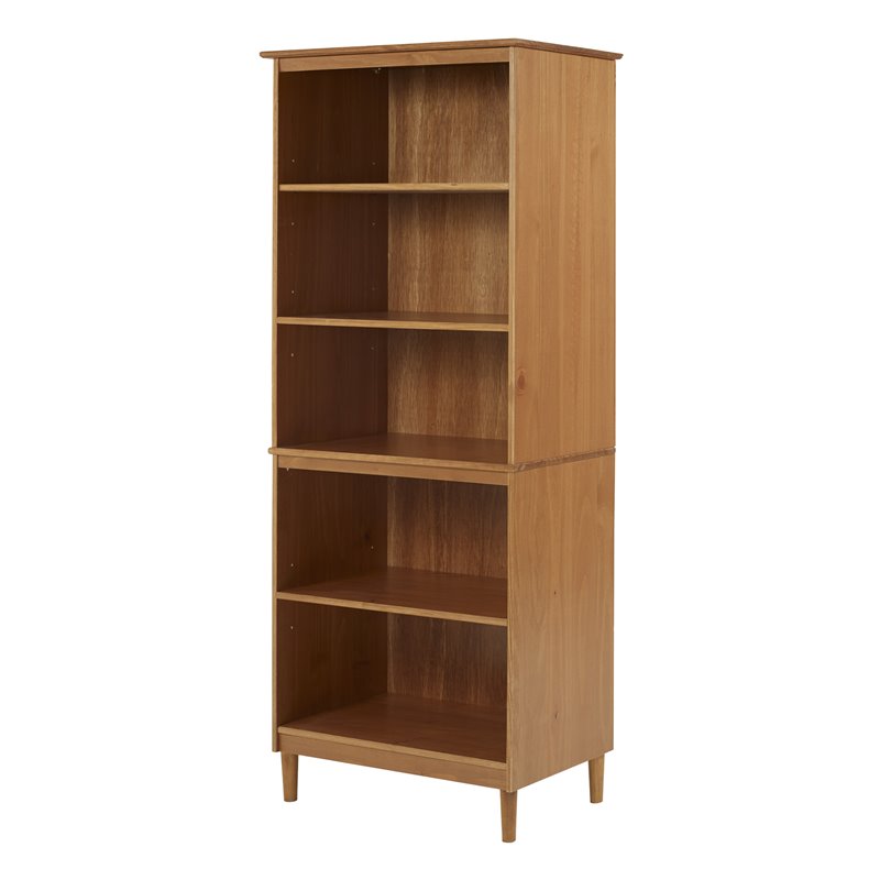 70" Tall 4 Shelf Wood Bookcase Caramel