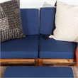 Modular Acacia Patio Arm Chairs and Ottoman - Dark Brown/Navy Blue