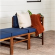 Modular Acacia Patio Arm Chairs and Ottoman - Dark Brown/Navy Blue