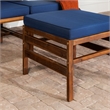Modular Acacia Patio Arm Chairs and Ottoman - Dark Brown/Navy Blue