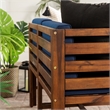 Modular Acacia Patio Arm Chairs and Ottoman - Dark Brown/Navy Blue