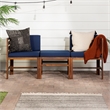 Modular Acacia Patio Arm Chairs and Ottoman - Dark Brown/Navy Blue
