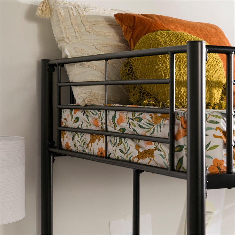 Metal Twin Loft Bunk Bed in Black Metal Twin Loft Bunk Bed in Black