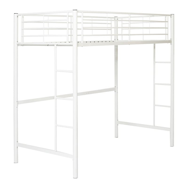 Walker Edison Sunrise PowderCoated Metal Twin Loft Bunk Bed in White